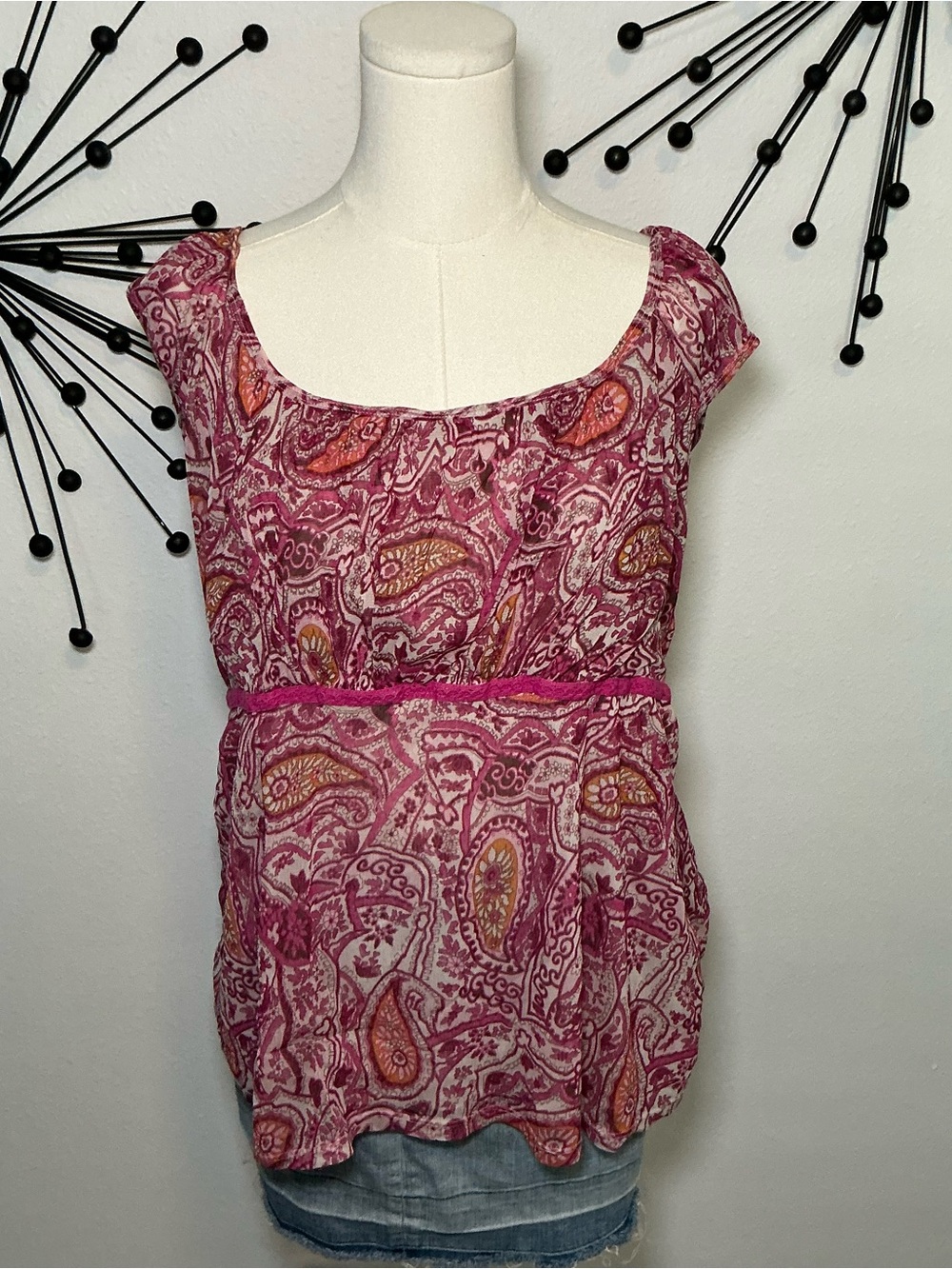Venezia Pink Paisley Babydoll Top Plus Size 18/20 Boho Y2K